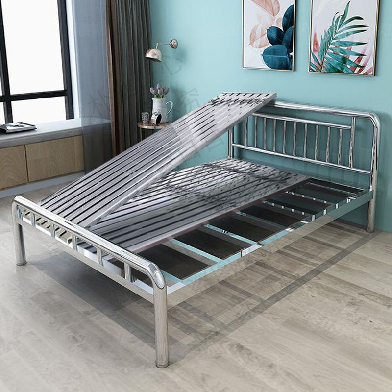 Thickened 304 Stainless Steel Bed Double Bed Bedroom Modern Simple Single Iron Steel Frame Bed