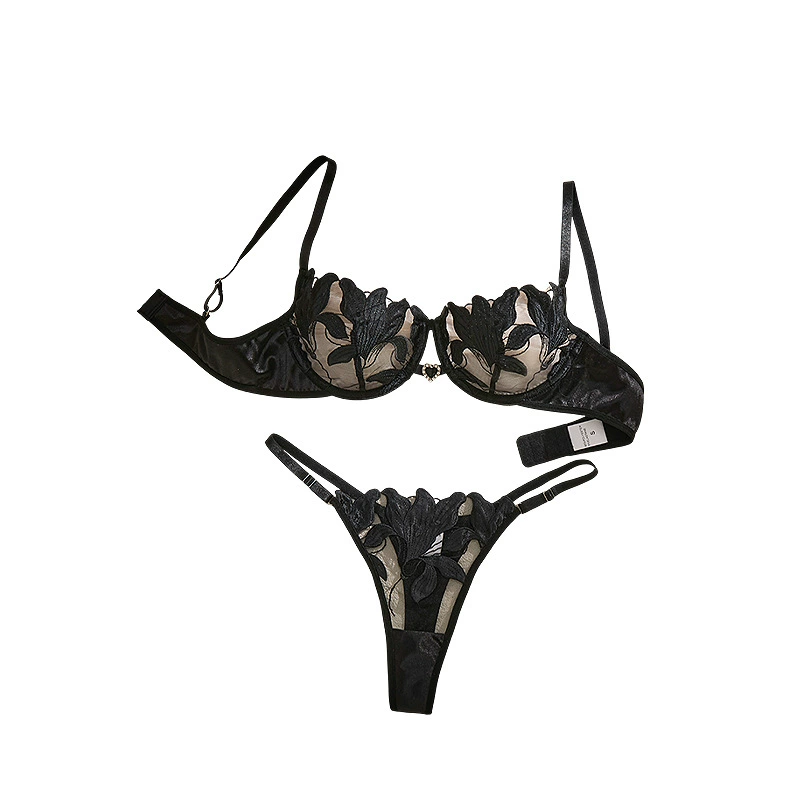 Панчло Lace Embroidered Bra & Thong Set, Floral Design, Women's Sexy Lingerie, Sizes S–XL