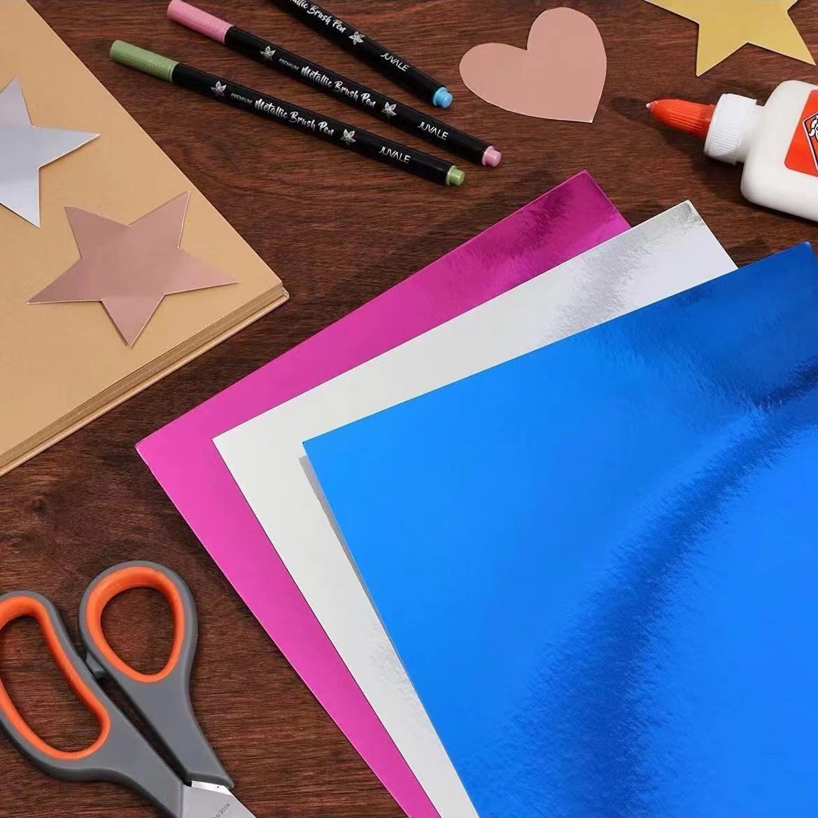 Fábrica directa 250g oro y plata papel de tarjeta A4 color 17 color opcional mezcla de color opcional caja de embalaje impresión de tarjetas de felicitación al por mayor