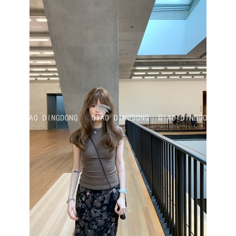 蘑糯糯 多色圆领短袖T恤女夏季基础百搭纯欲辣妹修身显瘦舒适上衣|undefined