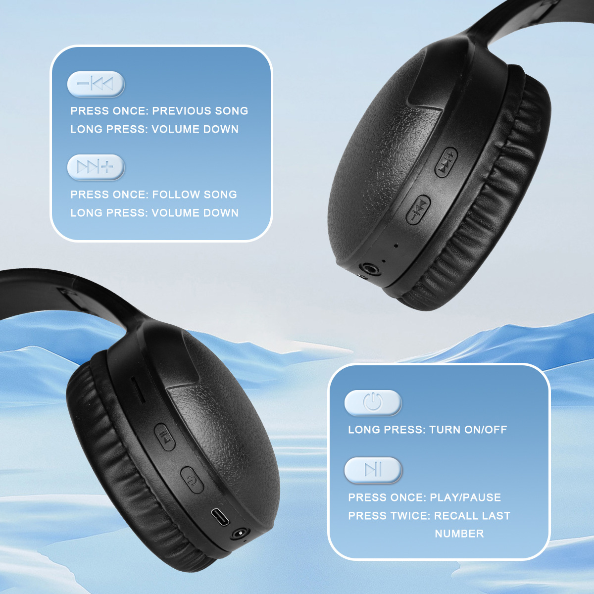 New M8 Head mounted Bluetooth with Card Insertion MP3 Wireless HIFI Music Earphones_voghion.com