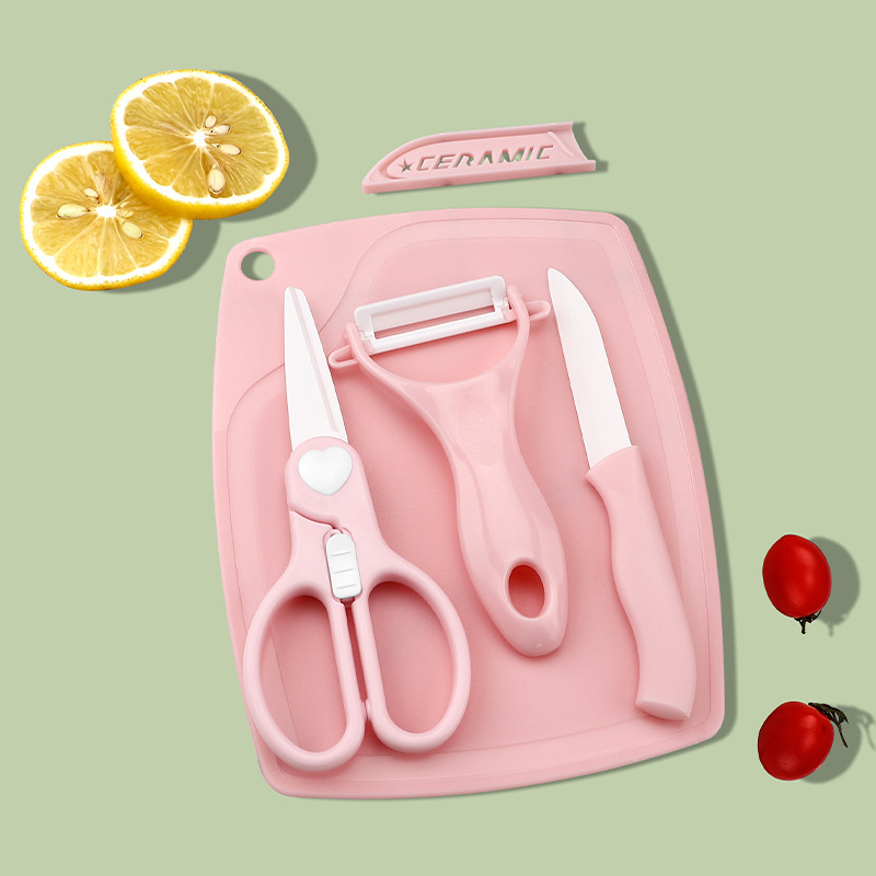 Cuchillo de cerámica cuchillo de frutas tablero de escritorio conjunto de tres piezas portable de corte de frutas tablero de corte para bebés conjunto completo de herramientas de alimentos suplementarios image 17