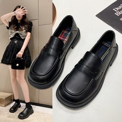 Summer Loafers Round Toe Slip-On Thick Sole British Style Women's Casual Fashion Universal Slip-On Shoes