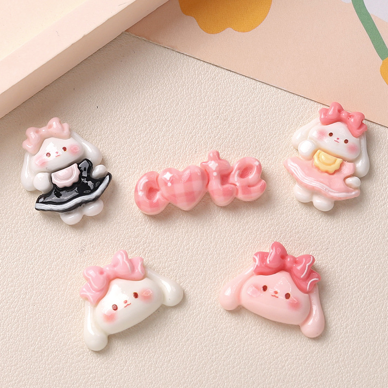만화 DIY 수지 액세서리 블랙 개 크림 젤 수제 헤어핀 휴대 전화 쉘 신발 버클 액세서리 소재