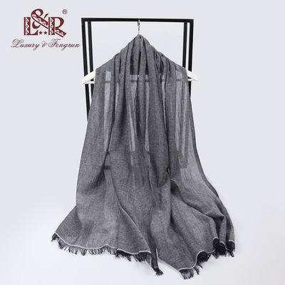 春夏輕薄棉麻純色素色自然纖維女圍巾春夏新廠家發貨2021
