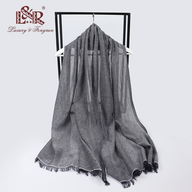 春夏輕薄棉麻純色素色自然纖維女圍巾春夏新廠家發貨2021