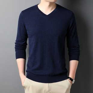 Cashmere Sweater Men's Sweetheart Collar Autum Thin V Neck Cashmere Sweater Knitted Sweater Bottoming Shirt