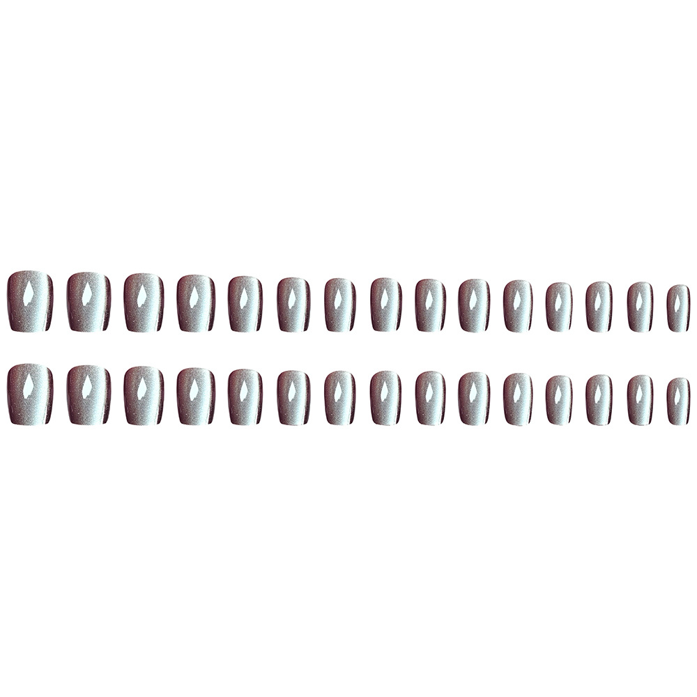 Grey marrón sólido ojo de gato escalera de manicuras, aire de alto rendimiento para usar un parche de uñas 30 piezas empaquetadas parches de uñas terminados image 6