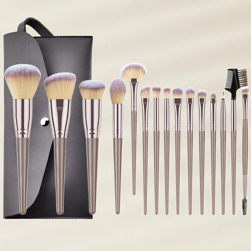 Juego de brochas de maquillaje gigante de 15 piezas, incluye brocha para colorete, brocha para sombra de ojos, brocha para polvos, brocha para corrector, juego de brochas de maquillaje Cangzhou.