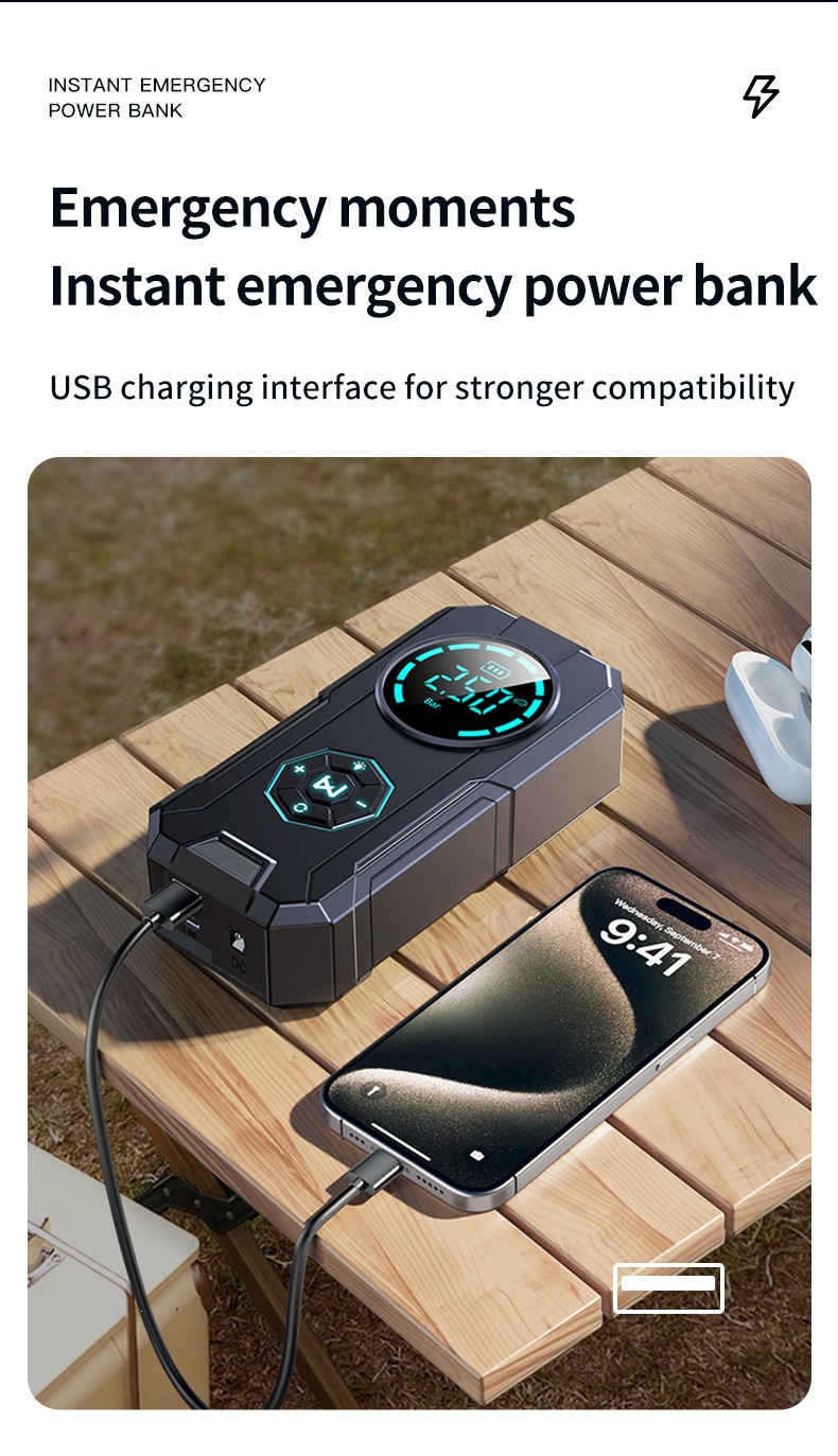Fast-charging car air pump, wireless portable car-type electric vehicle tire 12v high-power inflator
