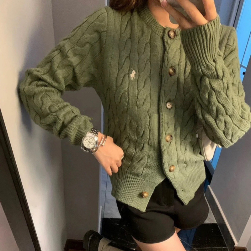 在庫あり RL ラルフローレン ポニー刺繍セーター カーディガン ジャケット カジュアル 万能セーター ゆったり レトロ レディース|undefined
