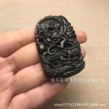 天然新疆药王石龙挂坠天然墨绿玉龙行天下吊坠霸气款墨玉挂件