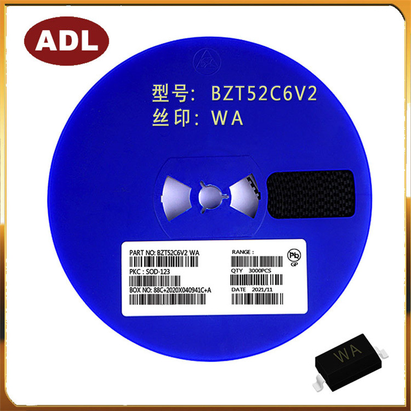 奥德利  BZT52C6V2 SOD-123 丝印WA 6.2V 0.5W 1206封装 稳压管