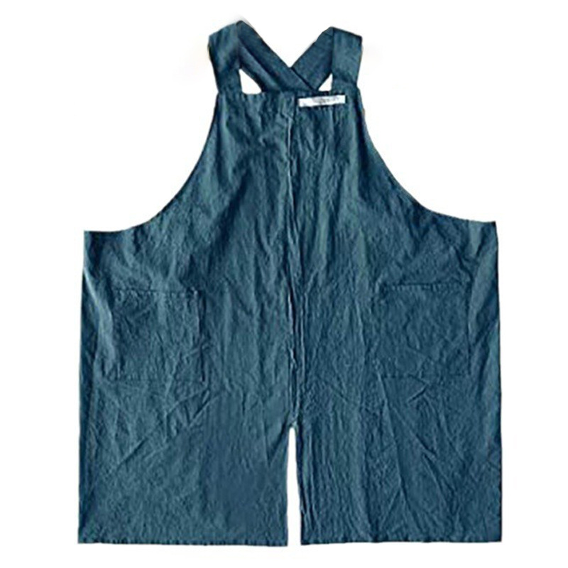 Arte transfronterizo fresco delantal japonés y coreano ropa a domicilio blusa floristería cafetería ropa de trabajo delantal de algodón y lino al por mayor