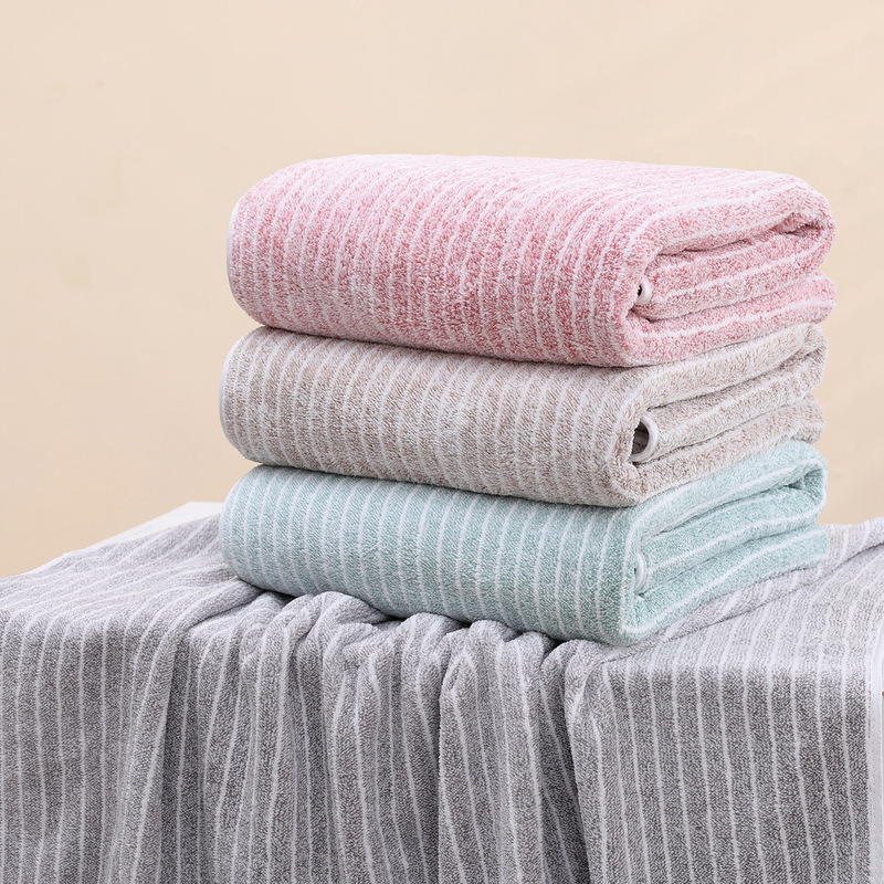 Coral Fleece Big Bath Towel Soft Absorbent Vertical Strip Swimming Fitness Beach Towel Gift Home Bath Towel