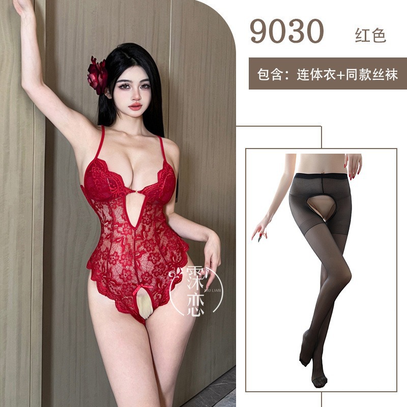 레드(가슴 패드 포함) + 블랙 가랑이 없는 양말