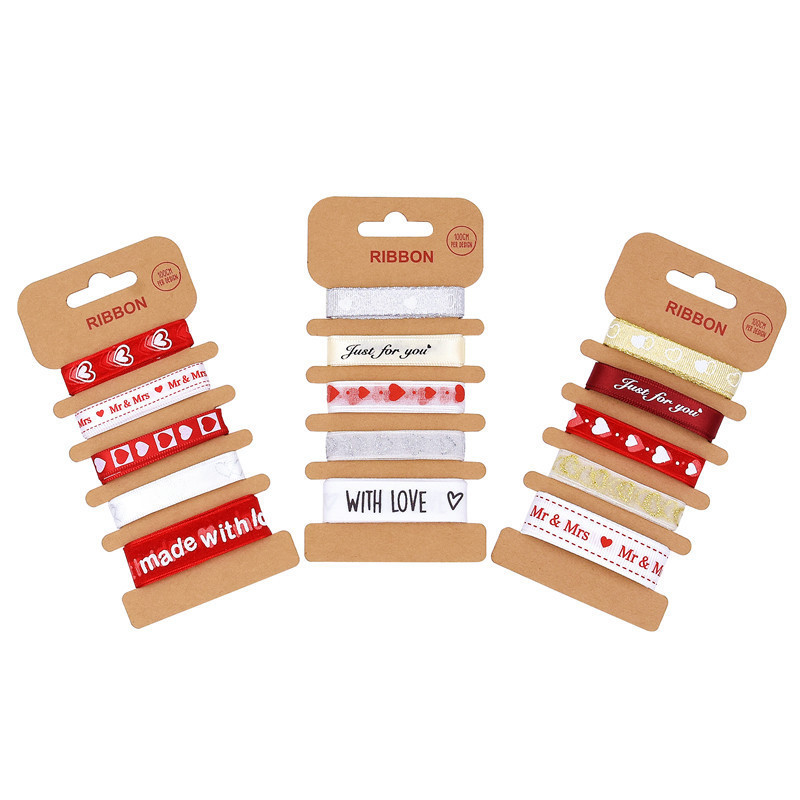 1m Cross-Border Wedding Printed Ribbon Mixed Multi-Color Combination Valentine's Day Gift Packaging Rope Wedding Ribbon Set 1m Cross-Border Wedding Printed Ribbon Mixed Multi-Color Combination Valentine's Day Gift Packaging Rope Wedding Ribbon Set