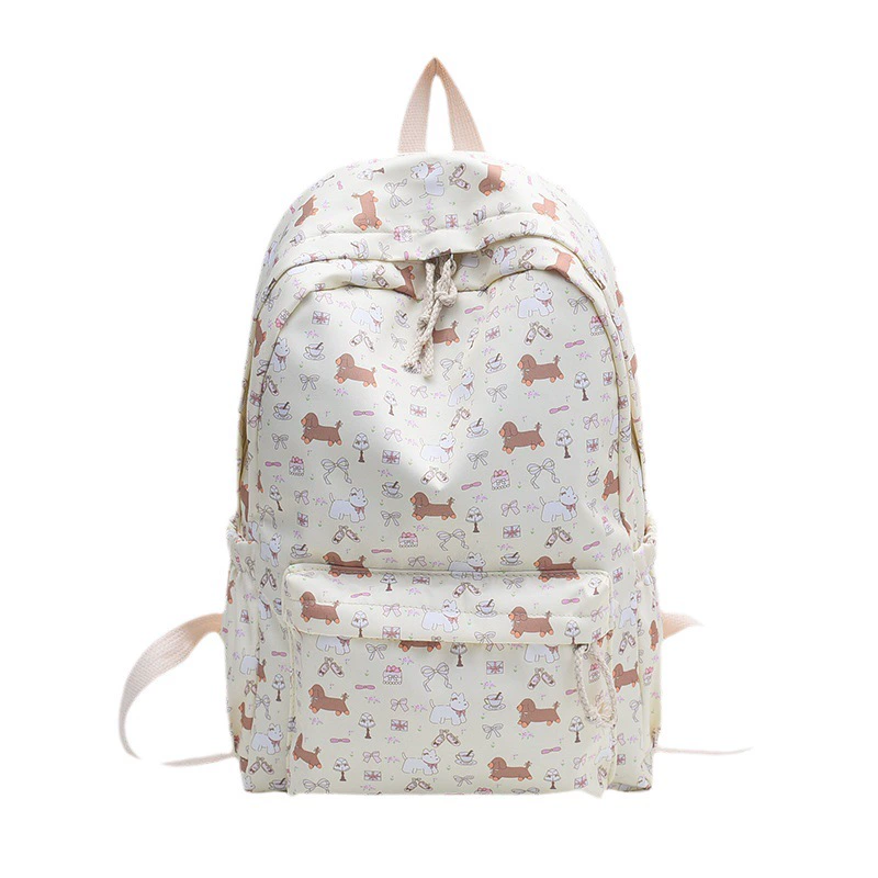 Backpack, floral print shoulder school bag, lightweight leisure travel, 0.38 kg
