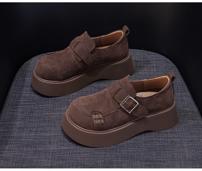 Women's 2025 New Korean Style Thick Sole Height Increasing Big Head Shoes Slip-On Small Stature Casual_vogvips.com