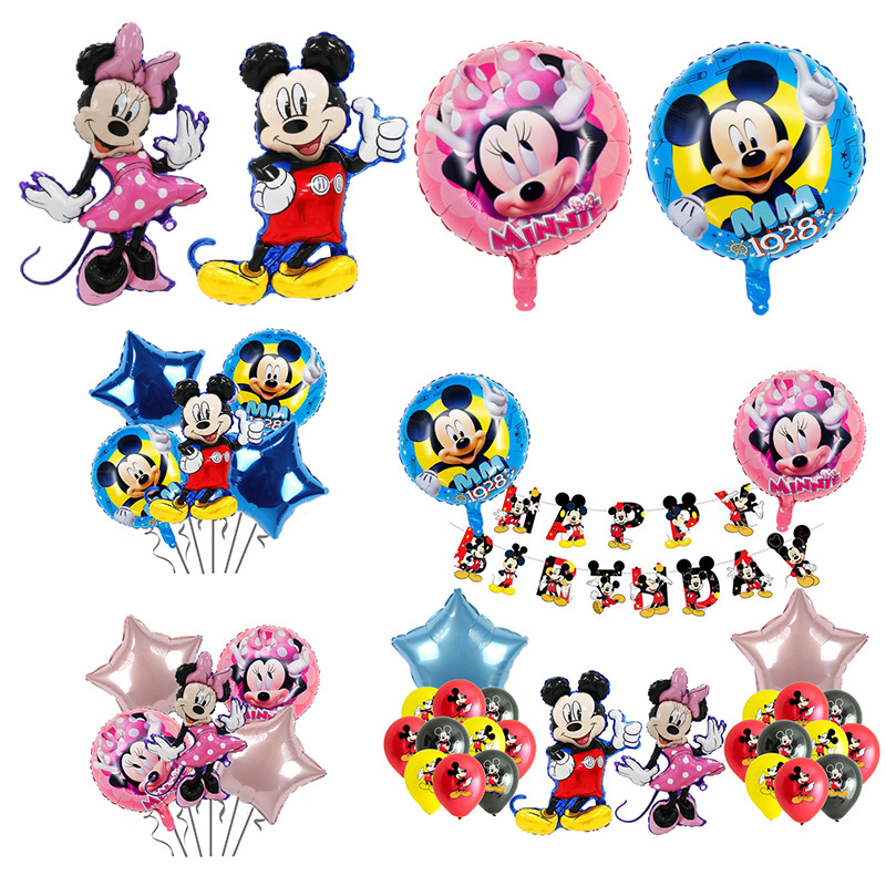 New Mickey Cartoon Birthday Party Decoration Balloon Minnie Modeling Scene Banquet Arrangement Background Wall Balloon
