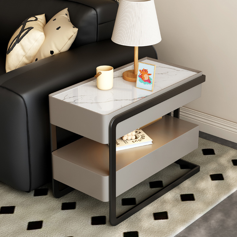 Gabinete de almacenamiento de sala de estar de lujo ligero móvil sofá de madera sólida gabinete lateral de mesa de té casero gabinete lateral de sofá gabinete lateral