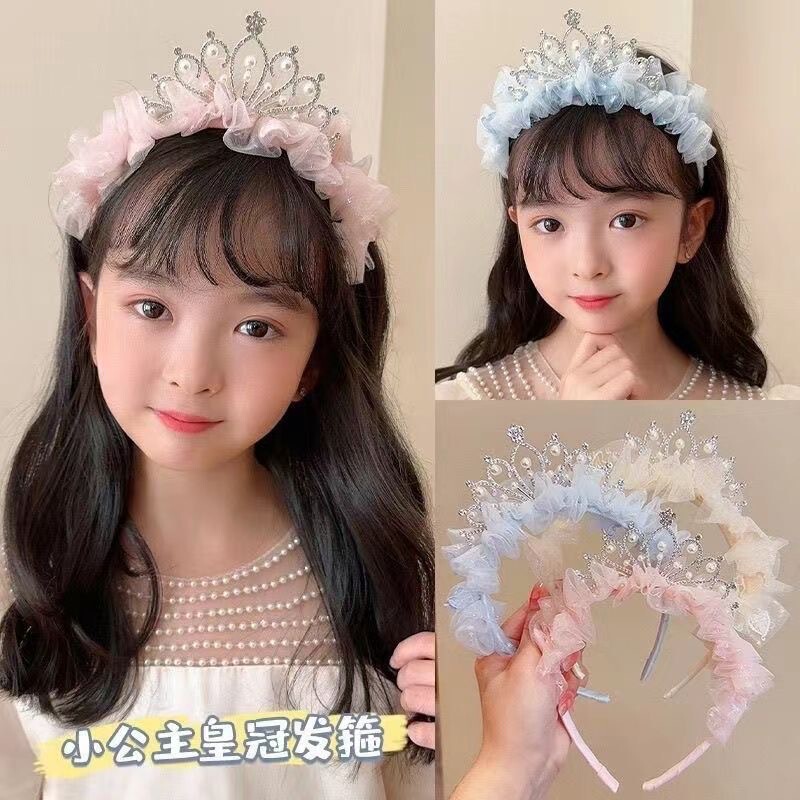 プリンセスティアラ子供用クラウンヘッドバンド少女スーパーフェアリーガーゼヘアピンベビーヘアプレスヘッドバンドヘアアクセサリー|undefined
