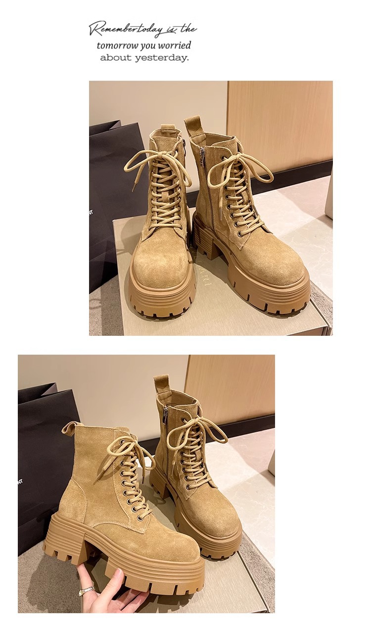 Women's Platform Ankle Boots British Style Thick Heel Autumn Winter_voghion.com