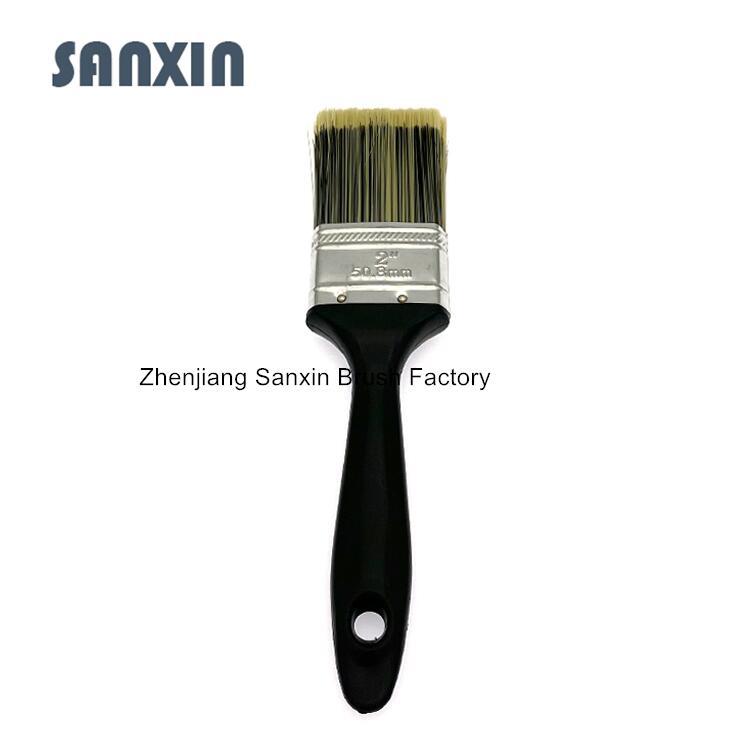 工厂供应欧洲丹麦市场PET油漆刷尼龙丝油漆刷黑色塑料柄油漆刷