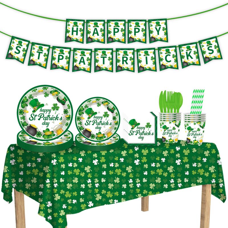 Irish Clover-Themed St. Patrick's Day Party Decorations Disposable Paper Napkins, Paper Plates, Paper Cups Irish Clover-Themed St. Patrick's Day Party Decorations Disposable Paper Napkins, Paper Plates, Paper Cups