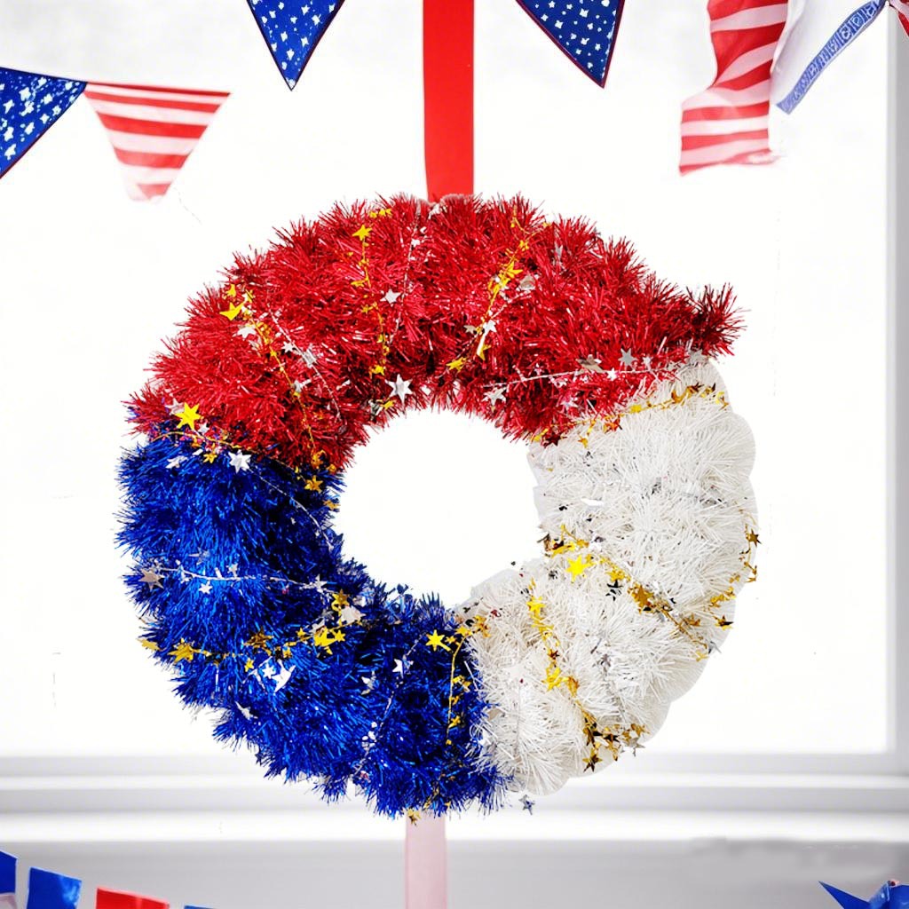 Nuevo transfronterizo azul, blanco y rojo tricolor decoración de guirnaldas de flores decorativas guirnaldas de fiestas accesorios adornos