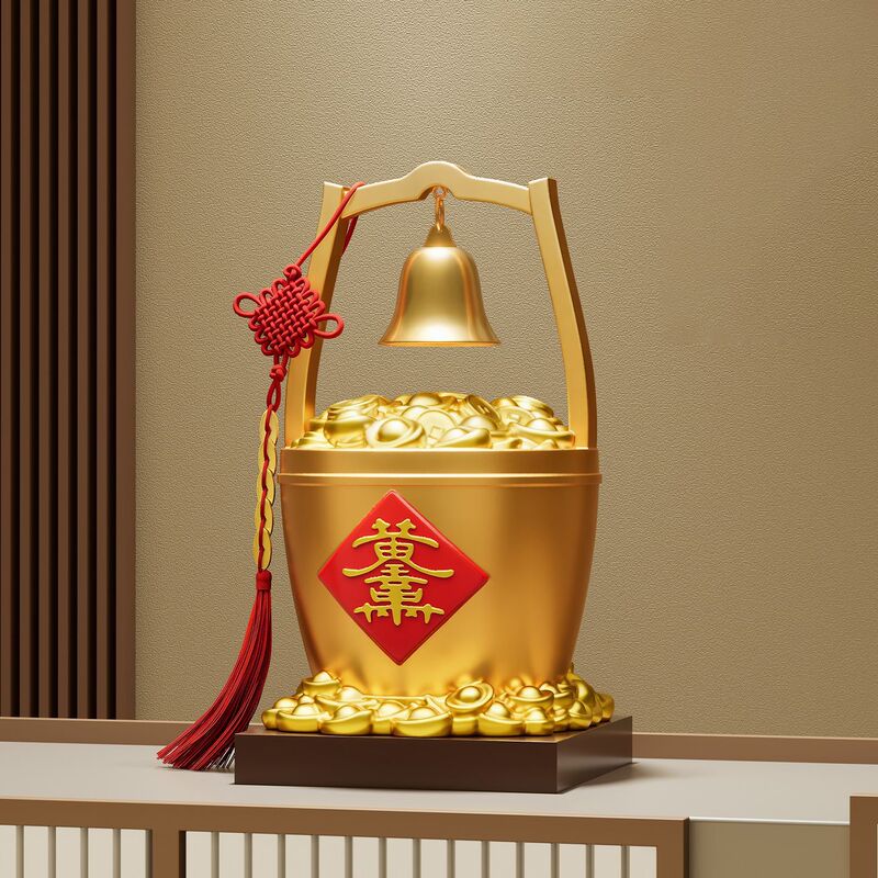 新中式创意一桶金工艺品摆件客厅玄关酒柜装饰品招财进宝乔迁搬家|undefined
