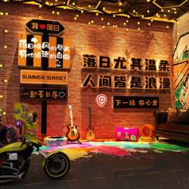 2026网红打卡清吧民谣小酒馆ktv造景氛围布置工业烧烤店墙面装饰