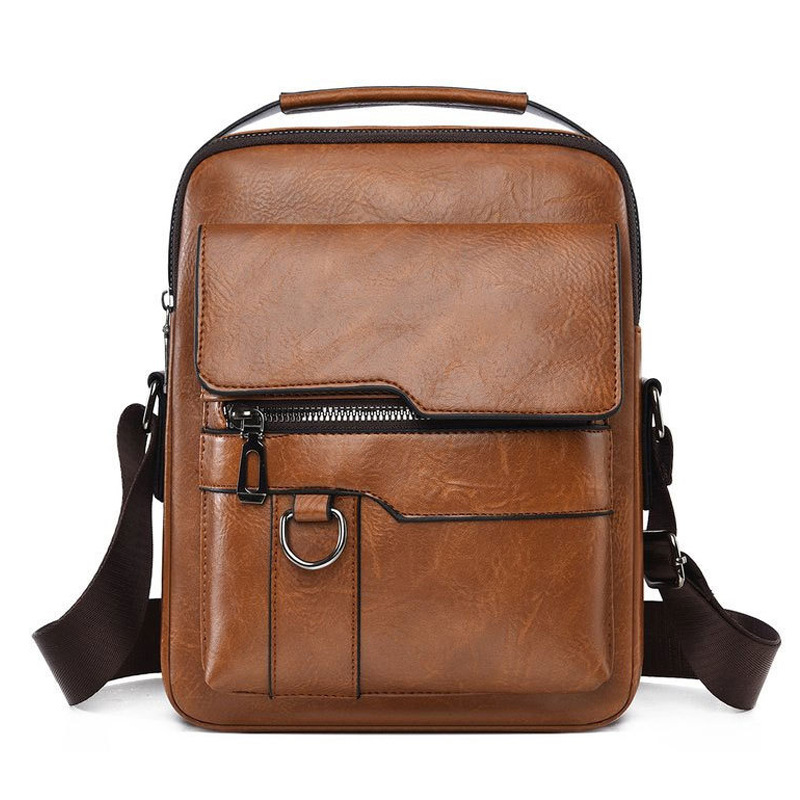 Personalized Custom Laser Men's Shoulder Business Casual Vertical Crossbody Bag Fashionable PU Leather Handbag For Men_voghion.com