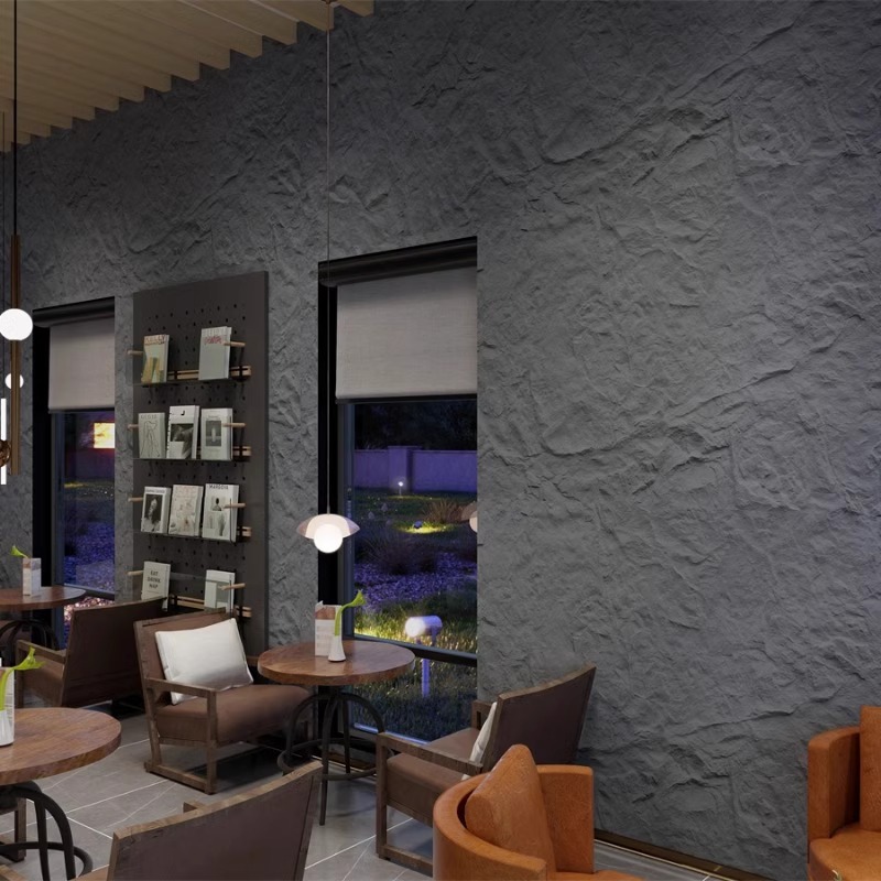 Hacha de piedra blanda piedra abierta piedra flexible roca de montaña negra piedra grande placa de roca placa de porcelana blanda placa de pared de roca cortada con hacha