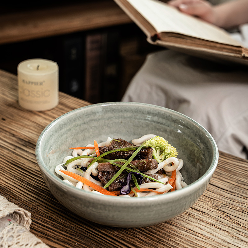 Retro anillo de arroz práctico tazón de postre tazón de ensalada de cerámica japonesa tazón de fideos caseros tazón de sopa tazón de mezcla de fideos tazón