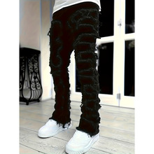 D 66494 Appliqu&eacute; Stretchy Straight Jeans ��������ֱͲ��