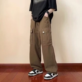 外贸美式工装卫裤男款阔腿宽松多口袋设计慵懒风百搭休闲直筒长裤