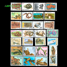100张 不同外国 大中型 爬行动物专题盖销 邮票