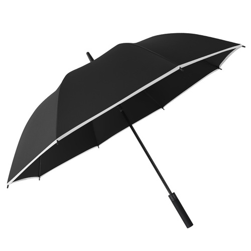 New double-layer large golf umbrella with reflective strips, long-handled umbrella, strong and storm-resistant, household double straight umbrella
