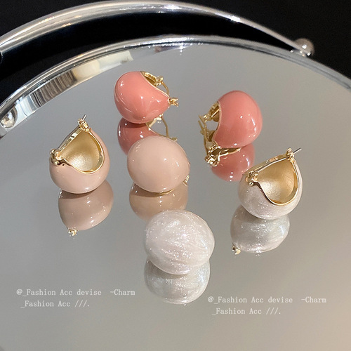 Real gold electroplating simple retro dripping oil bean earrings Dongdaemun temperament earrings high-end earrings wholesale for women