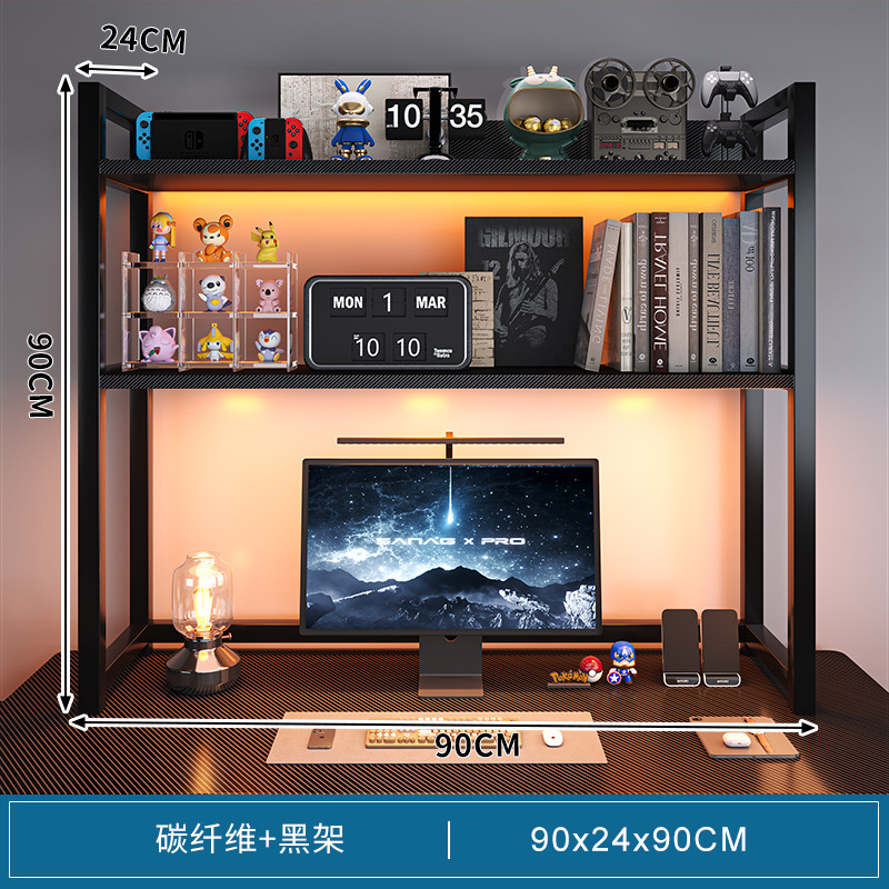 Estante de escritorio de oficina multicapa estante pequeño estante de libros simple estante de hierro forjado pequeño estante de almacenamiento en el escritorio