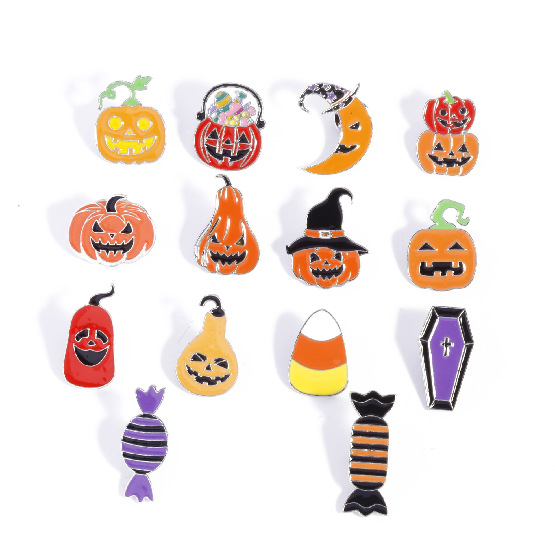 13g Weight Brooches Classification Party, Festival Occasion Zinc alloy Material Halloween Festival Pumpkin, Candy Pattern Unisex Gender Enamel Design Funny, IG Style Style Funny IG Style Pin Pumpkin Candy Zinc Alloy Enamel Unisex Brooches 无
