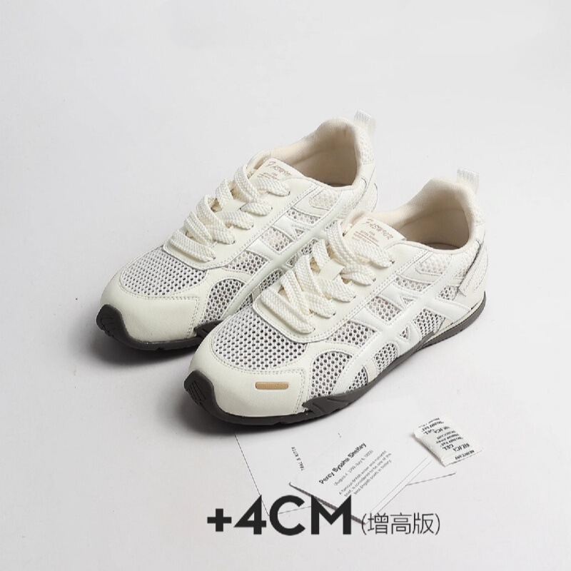 Cowhide Version ~ Thick-Soled Thin Mesh Moral Training Shoes for Women 2025 New Summer Inner Heightening Breathable Casual Sports Shoes