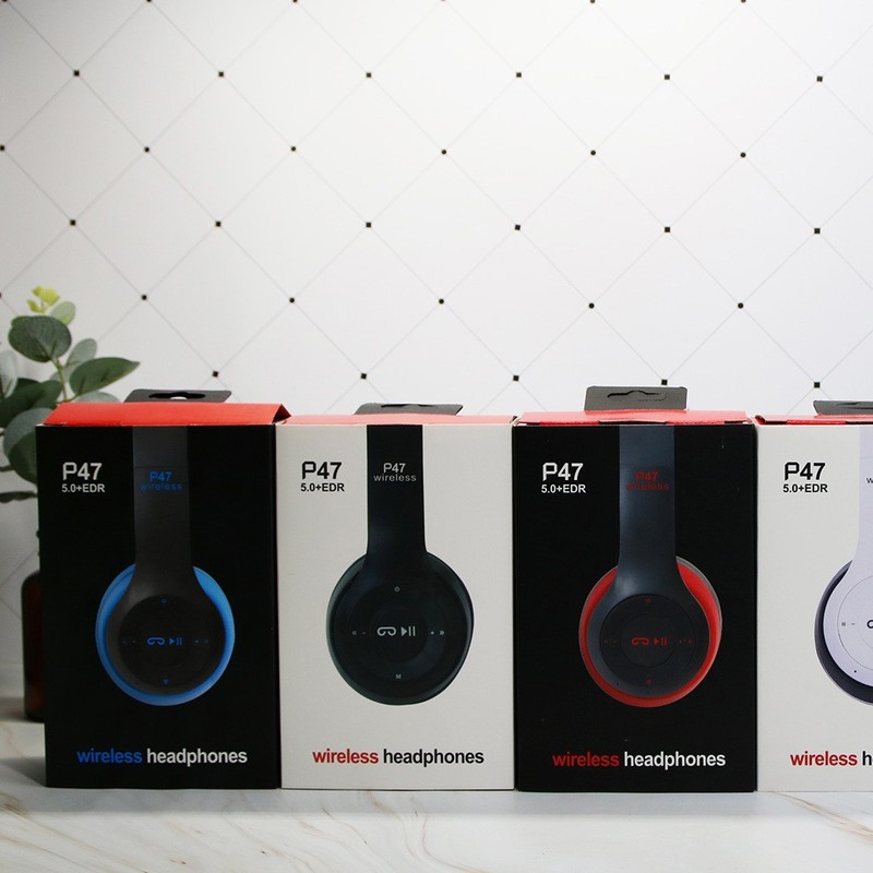 新しいワイヤレス 5.0 Bluetooth ヘッドマウント折りたたみステレオ P47 ゲームオンラインクラススポーツ低音ヘッドセット|undefined