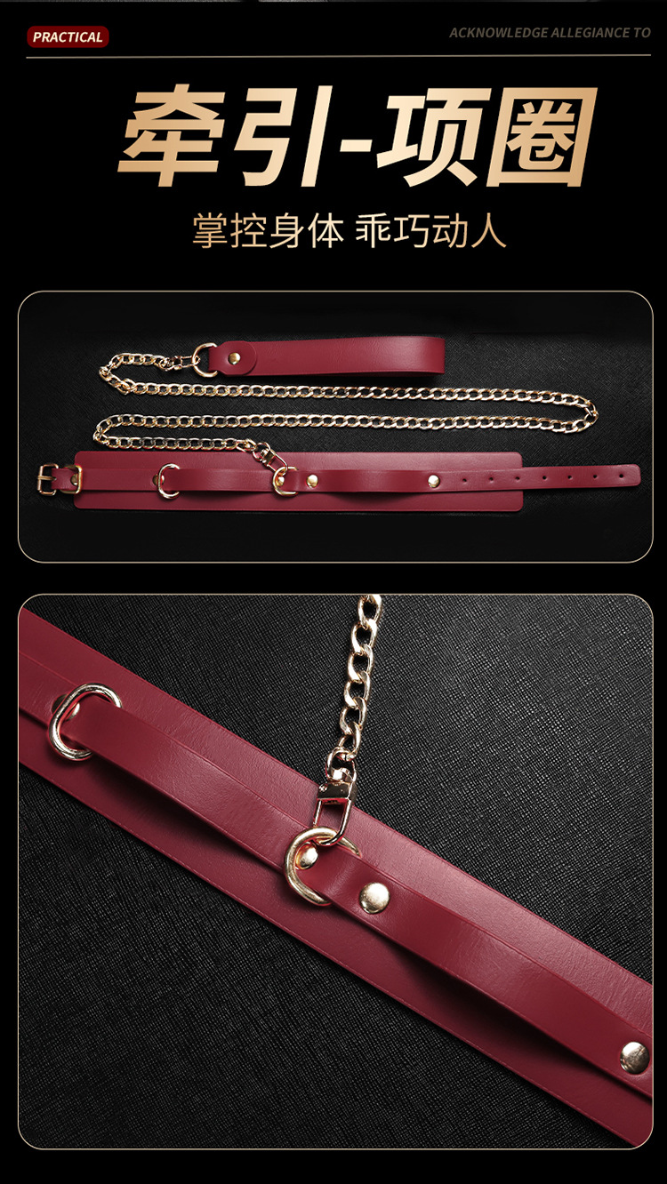 Jiuai SM Bondage Set for Couples with Nipple Clamps and PU Restraints, Black — detail image 22