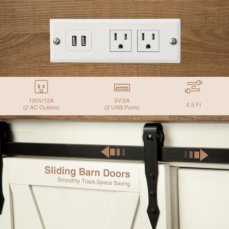 Bedside table socket USB socket two American standard 10W double USB cabinet wine cabinet concealed iron wood with barn door