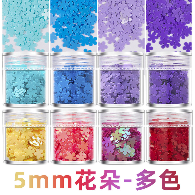 Cross-border 5mm flower-shaped nail art ultra-thin pet sequins pure candy color DIY wearing nail crafts A4-218 Cross-border 5mm flower-shaped nail art ultra-thin pet sequins pure candy color DIY wearing nail crafts A4-218