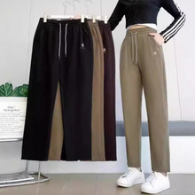 秋冬款妈妈裤运动休闲直筒裤子莫尔绒女外穿大码女裤显瘦裤子