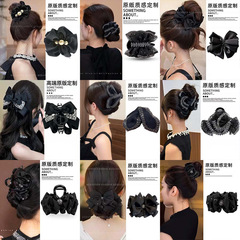 ヘップバーン風ヘアクリップ ルイーズ 秋冬 リボン付き 大きめ バンスクリップ 女性用 多量の髪用 アクセサリー 高級感 シャーククリップ