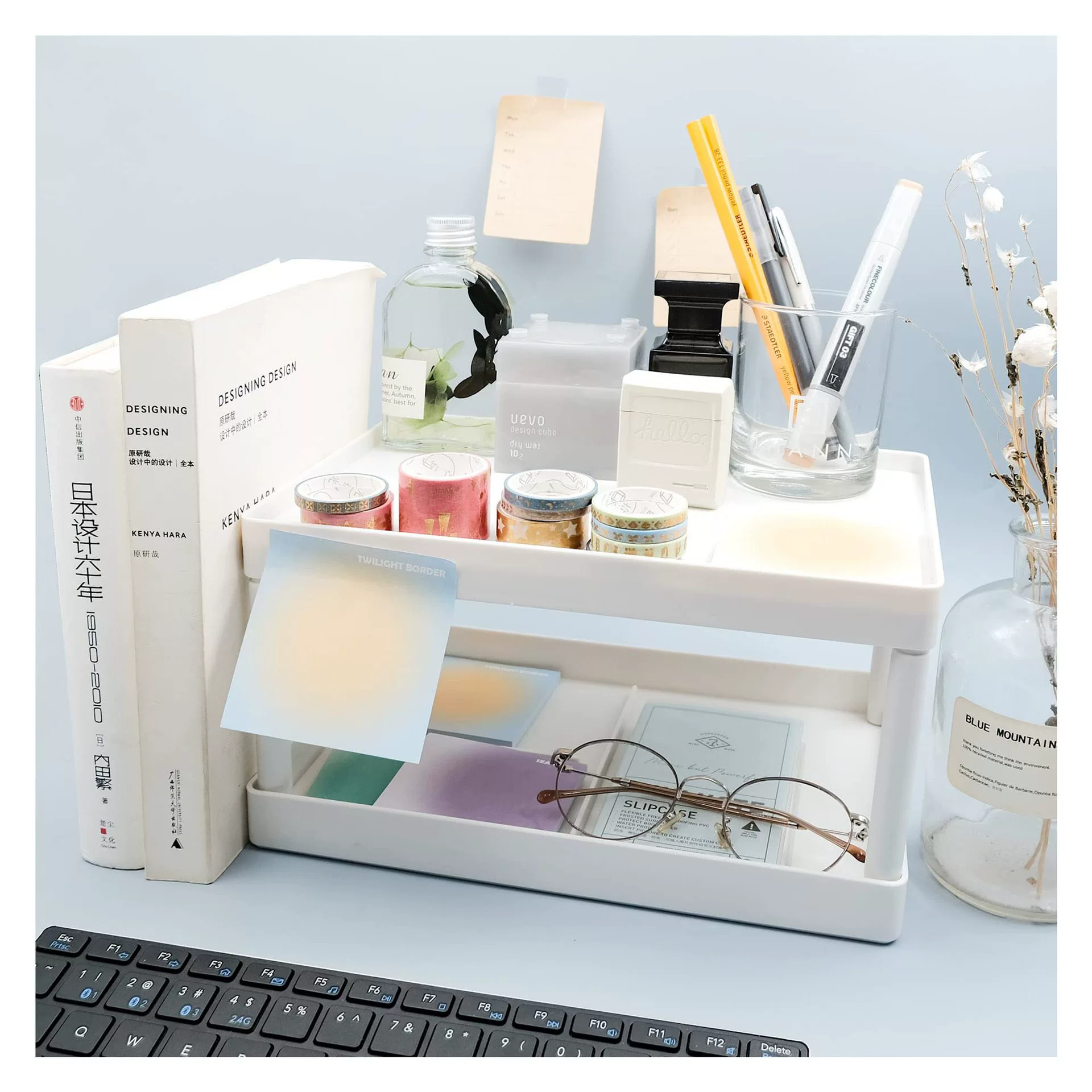 Pure white multi -layer desktop storage rack kitchen plastic finishing shelf bathroom table cosmetics storage rack
